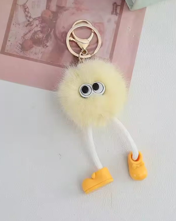 Cute Plush Fluffy Pom-Pom Keychain, Cartoon Monster Doll with Long Legs & Shoes Pompom Ball Keyring for Kids Girls Women, Korean Plush Bag Backpack Pendant Gift, Car Bike Keychain - Image 7
