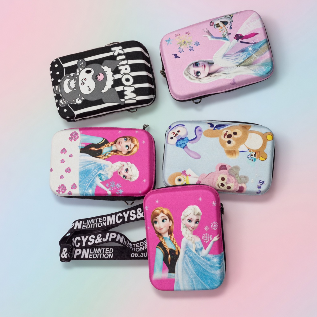 3D EVA Hardtop Kids Pouch Crossbody Bag Cartoon Character Pencil Case Stationery Organizer Travel Messenger Bag Waterproof Small Shoulder Bag For Girls Kindergarten School Gift Lightweight Wallet Holder Handbag With Adjustable Strap - Image 2