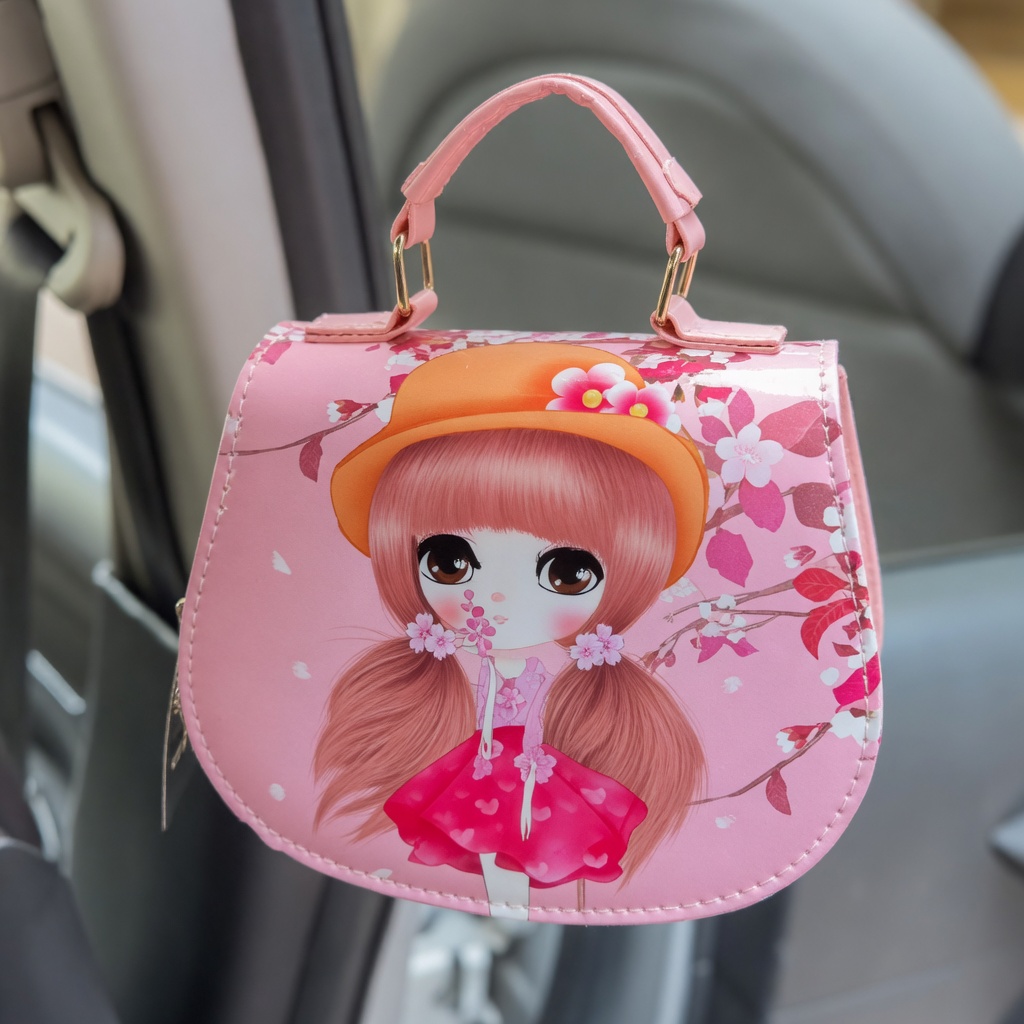 Kids Little Princess Cartoon Sling Bag Cute Floral Doll Character Mini Handbag for Girls Small PU Leather Crossbody Purse with Top Handle and Adjustable Shoulder Strap Toddler Fashion Messenger Bag for Parties Gifting and Dress Up - Image 7