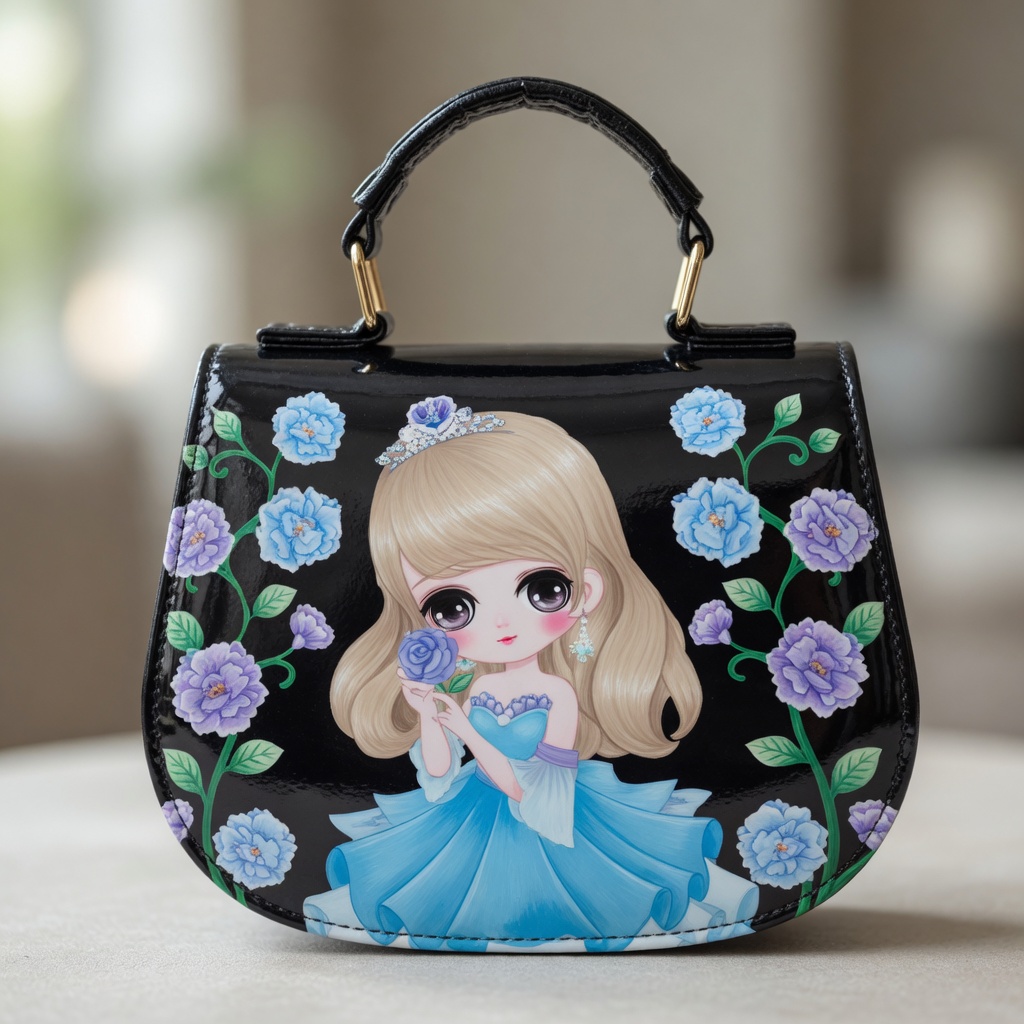 Kids Little Princess Cartoon Sling Bag Cute Floral Doll Character Mini Handbag for Girls Small PU Leather Crossbody Purse with Top Handle and Adjustable Shoulder Strap Toddler Fashion Messenger Bag for Parties Gifting and Dress Up - Image 5