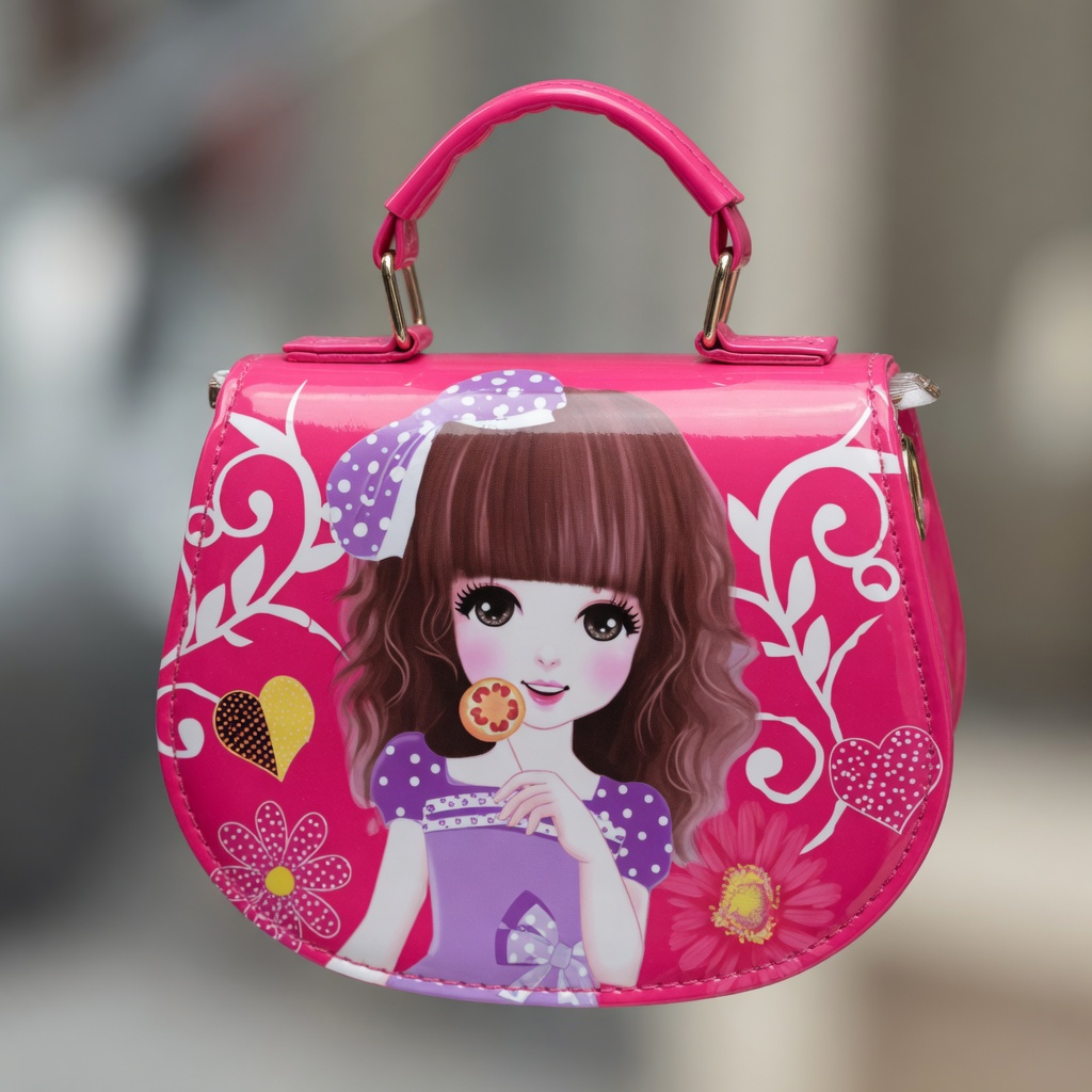 Kids Little Princess Cartoon Sling Bag Cute Floral Doll Character Mini Handbag for Girls Small PU Leather Crossbody Purse with Top Handle and Adjustable Shoulder Strap Toddler Fashion Messenger Bag for Parties Gifting and Dress Up - Image 3
