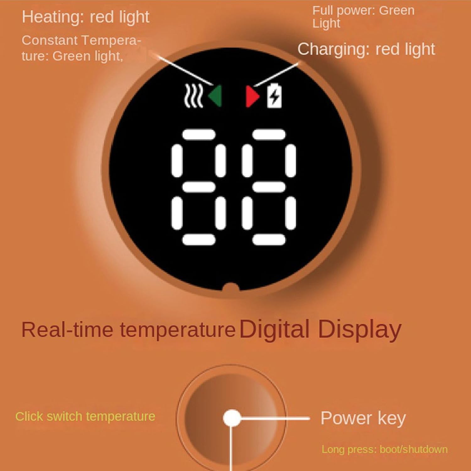 Portable Bottle Warmer USB Rechargeable Wireless Water Bottle Heater with LCD Display 6 Temperature Settings Universal Breast Milk Heater for Travel Outdoor Hotel Home - Image 2