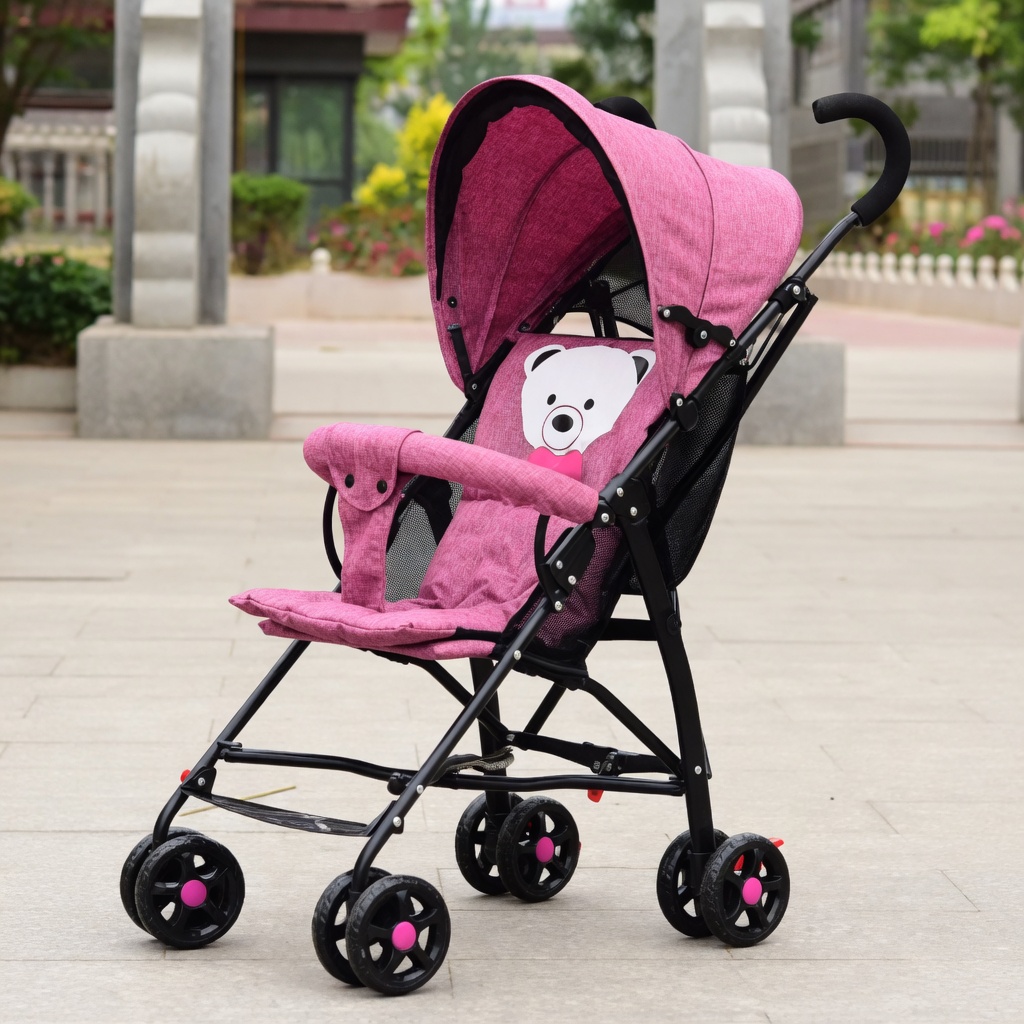 Ultra Light Foldable Baby Stroller Compact Travel Carriage Reclinable Portable Infant Pram With Sun Canopy Safety Harness Pull Rod And Swivel Wheels For Toddlers Kids