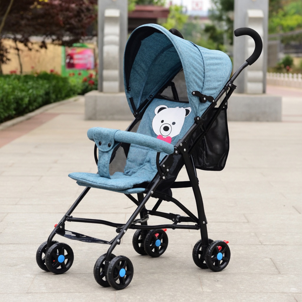 Ultra Light Foldable Baby Stroller Compact Travel Carriage Reclinable Portable Infant Pram With Sun Canopy Safety Harness Pull Rod And Swivel Wheels For Toddlers Kids - Image 2