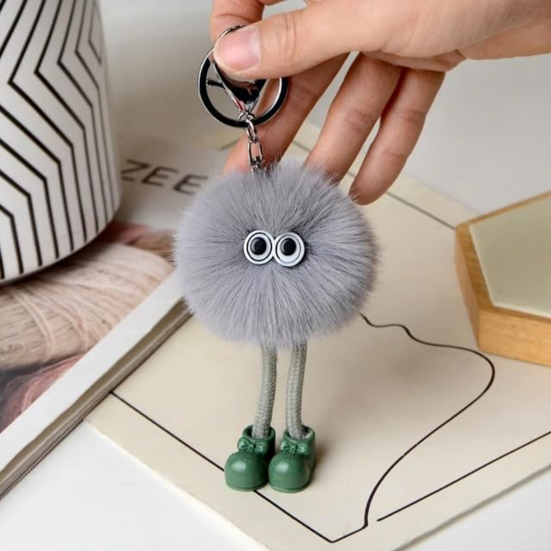 Cute Plush Fluffy Pom-Pom Keychain, Cartoon Monster Doll with Long Legs & Shoes Pompom Ball Keyring for Kids Girls Women, Korean Plush Bag Backpack Pendant Gift, Car Bike Keychain - Image 6