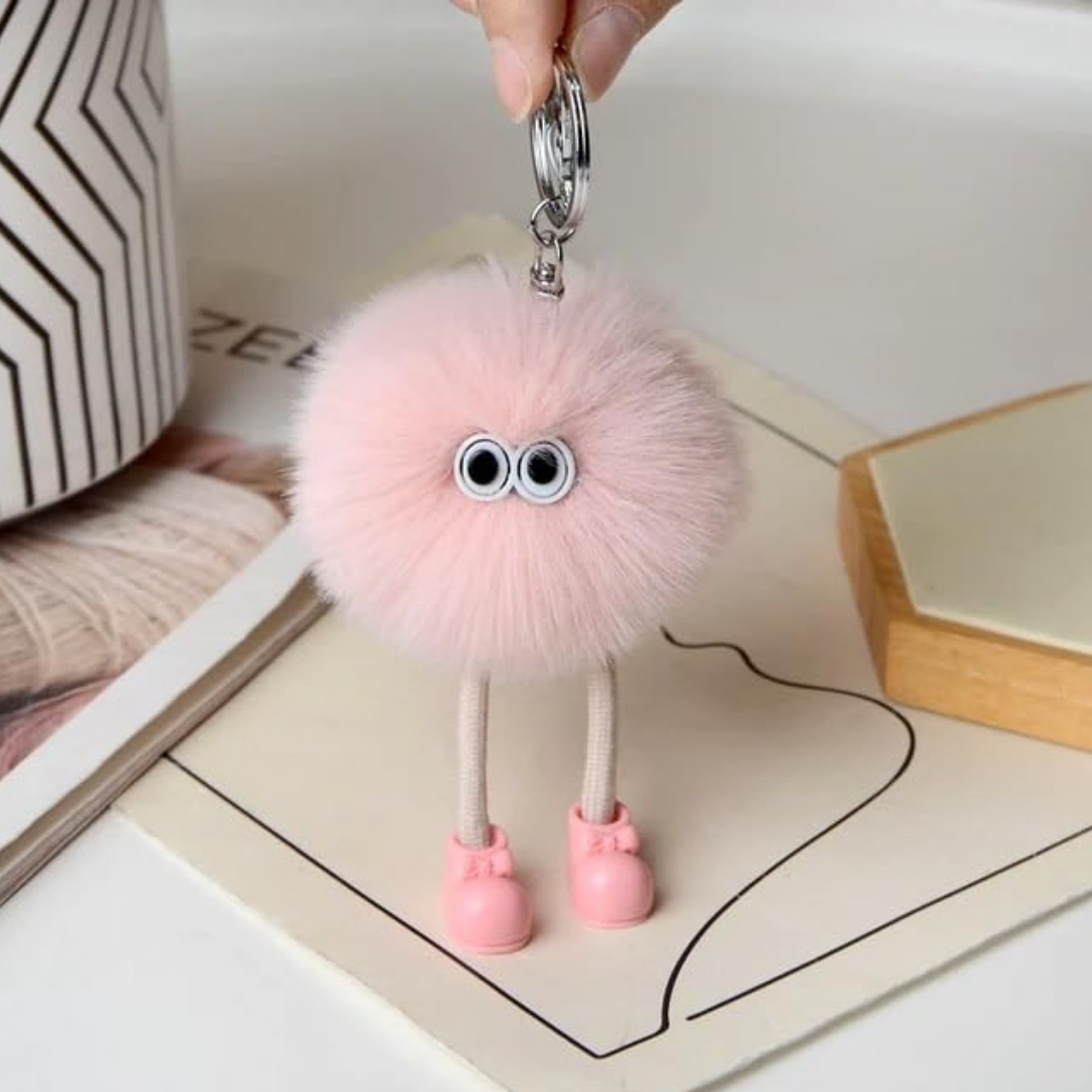 Cute Plush Fluffy Pom-Pom Keychain, Cartoon Monster Doll with Long Legs & Shoes Pompom Ball Keyring for Kids Girls Women, Korean Plush Bag Backpack Pendant Gift, Car Bike Keychain - Image 7