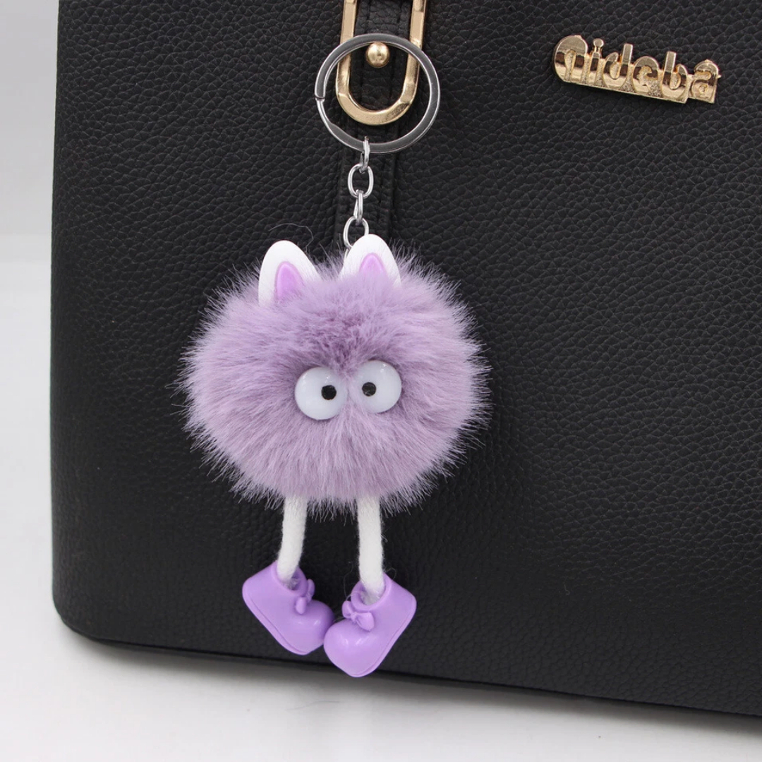 Cute Plush Fluffy Pom-Pom Keychain, Cartoon Monster Doll with Long Legs & Shoes Pompom Ball Keyring for Kids Girls Women, Korean Plush Bag Backpack Pendant Gift, Car Bike Keychain - Image 9
