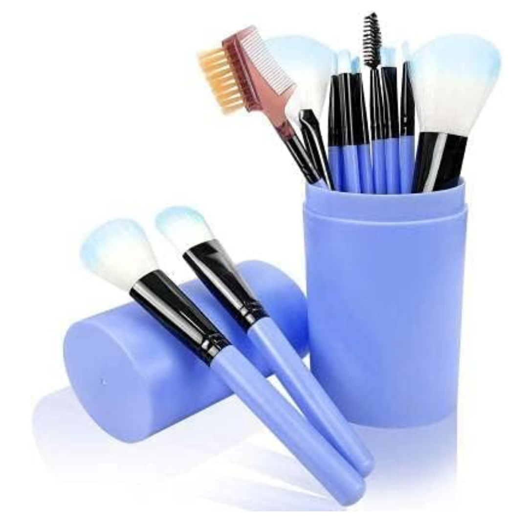 Makeup Brush Set - 12 Pcs Blue Makeup Brushes for Foundation, Eyeshadow, Eyebrow, Eyeliner, Blush Powder, Concealer