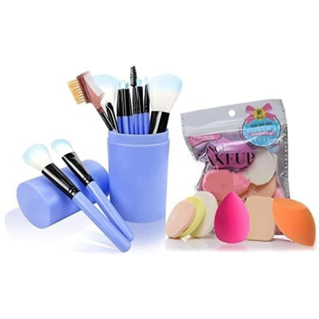 Makeup Brush Set - 12 Pcs Blue Makeup Brushes for Foundation, Eyeshadow, Eyebrow, Eyeliner, Blush Powder, Concealer - Image 4
