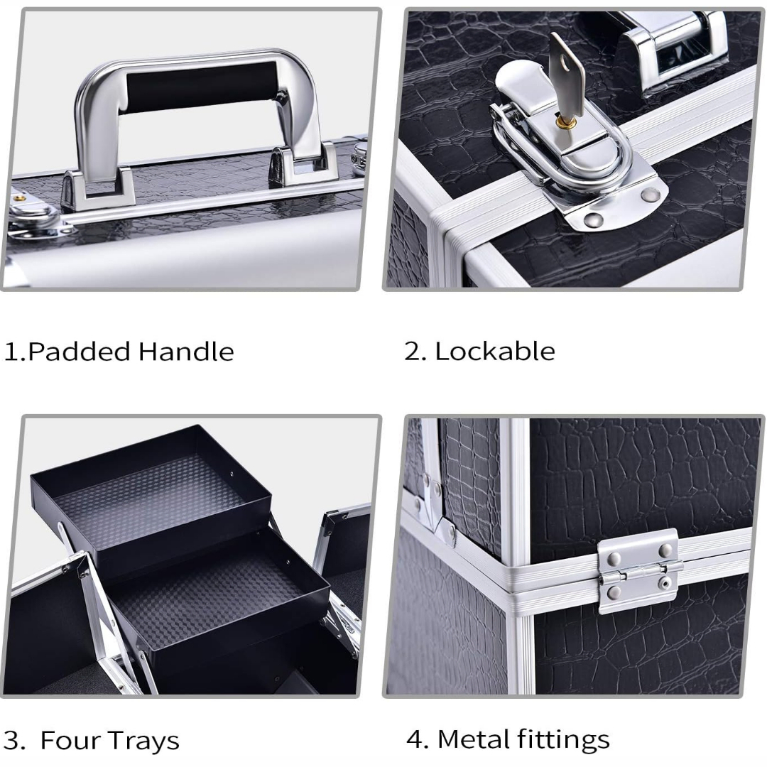 Professional Make-up Case, Makeup Bag Case, Cases, Empty Makeup Cosmetic Organizer, Nail Polish and Jewelry Case, Manicure Beauty Travel Case, for Women - Image 4