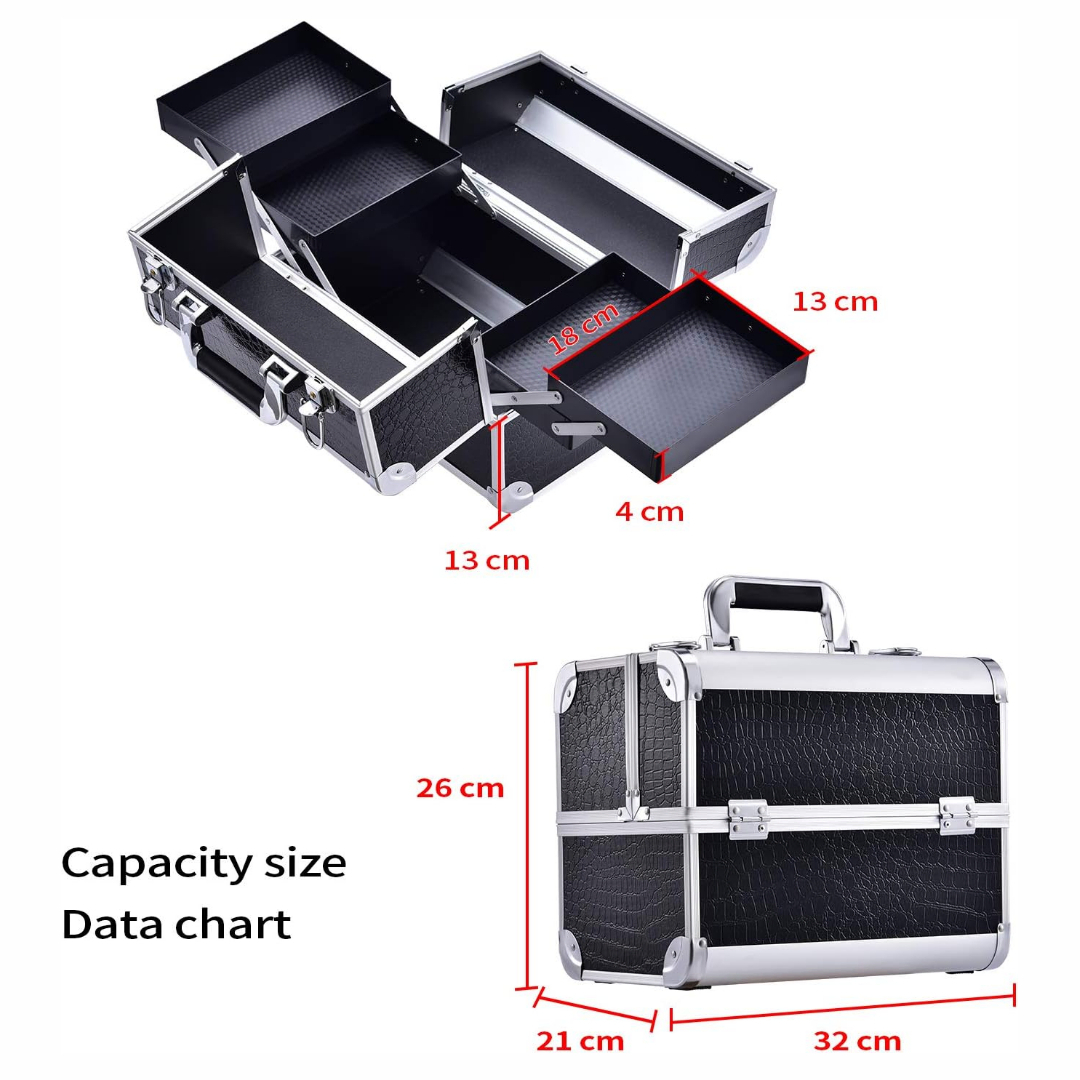 Professional Make-up Case, Makeup Bag Case, Cases, Empty Makeup Cosmetic Organizer, Nail Polish and Jewelry Case, Manicure Beauty Travel Case, for Women - Image 5