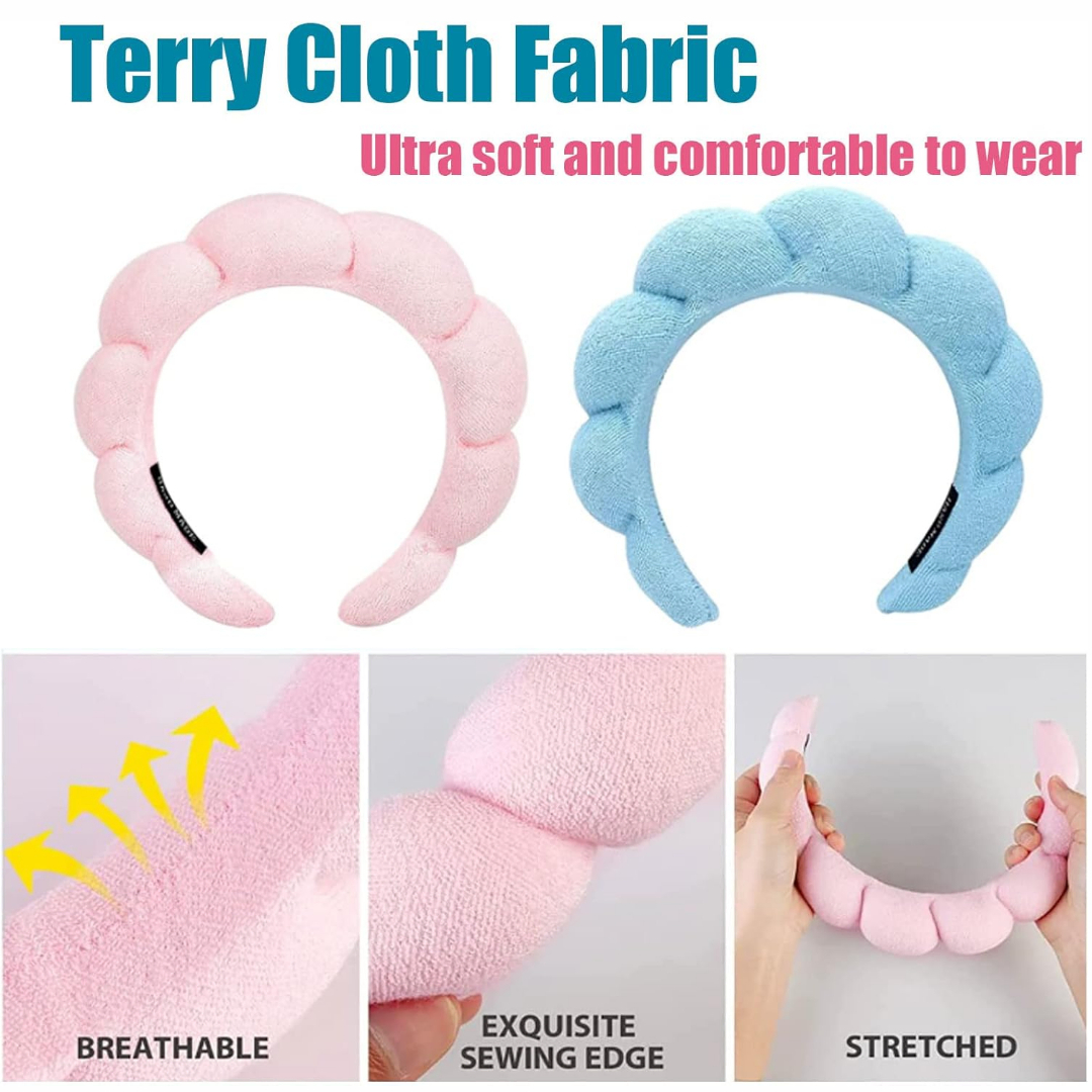 Spa Headband for women, Cute Hair Band for Women Shower, Sponge Terry Cloth Headband, Suitable for Skin Care, Face Wash Makeup, Hair Accessories - Image 4