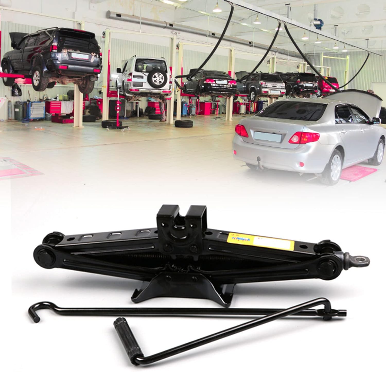 2-Ton Capacity Portable Steel Scissor Jack with Manual Crank Handle Heavy Duty Mechanical Car Lift for Roadside Tire Change Emergency Kits - Image 4