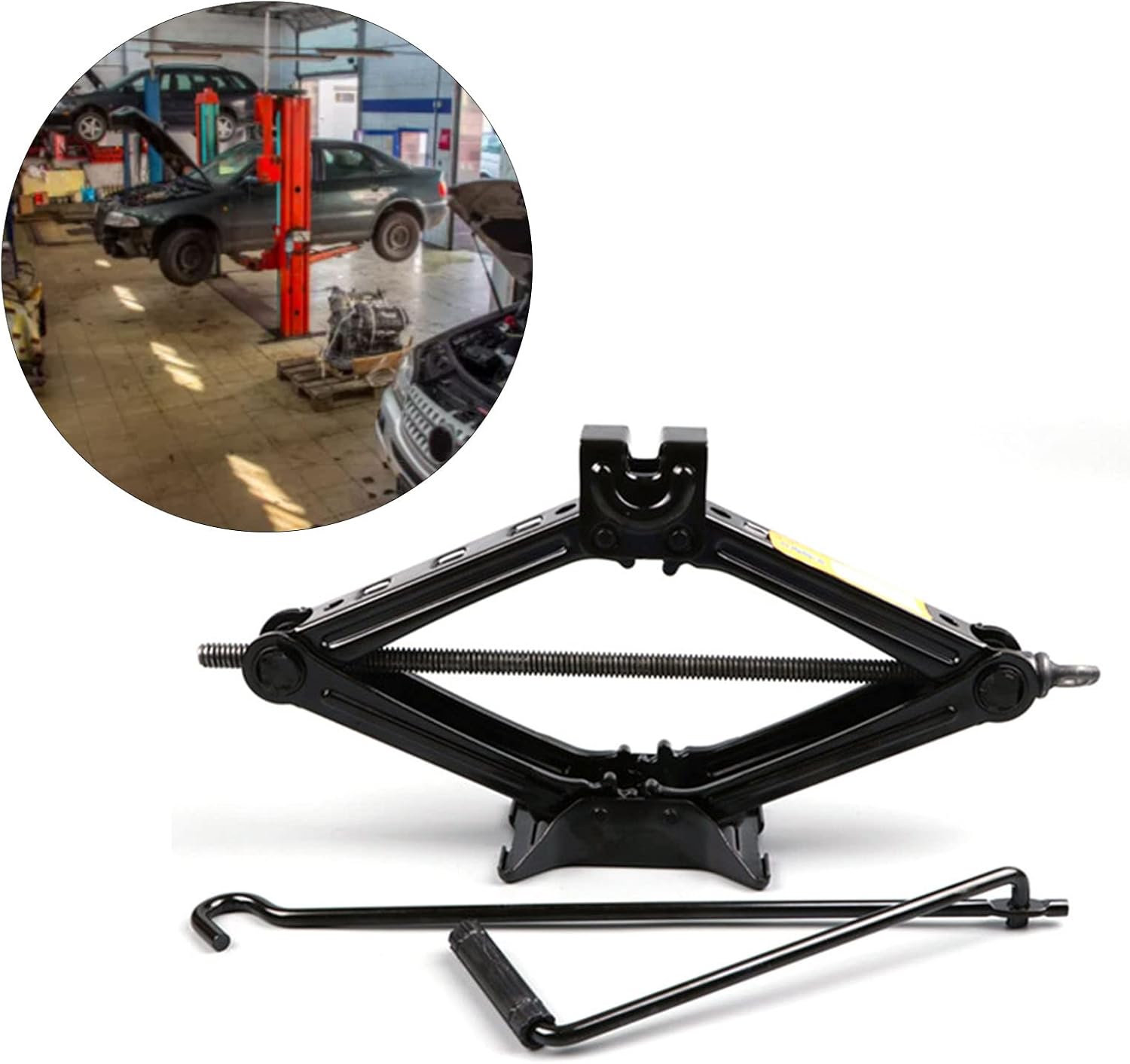 2-Ton Capacity Portable Steel Scissor Jack with Manual Crank Handle Heavy Duty Mechanical Car Lift for Roadside Tire Change Emergency Kits - Image 2