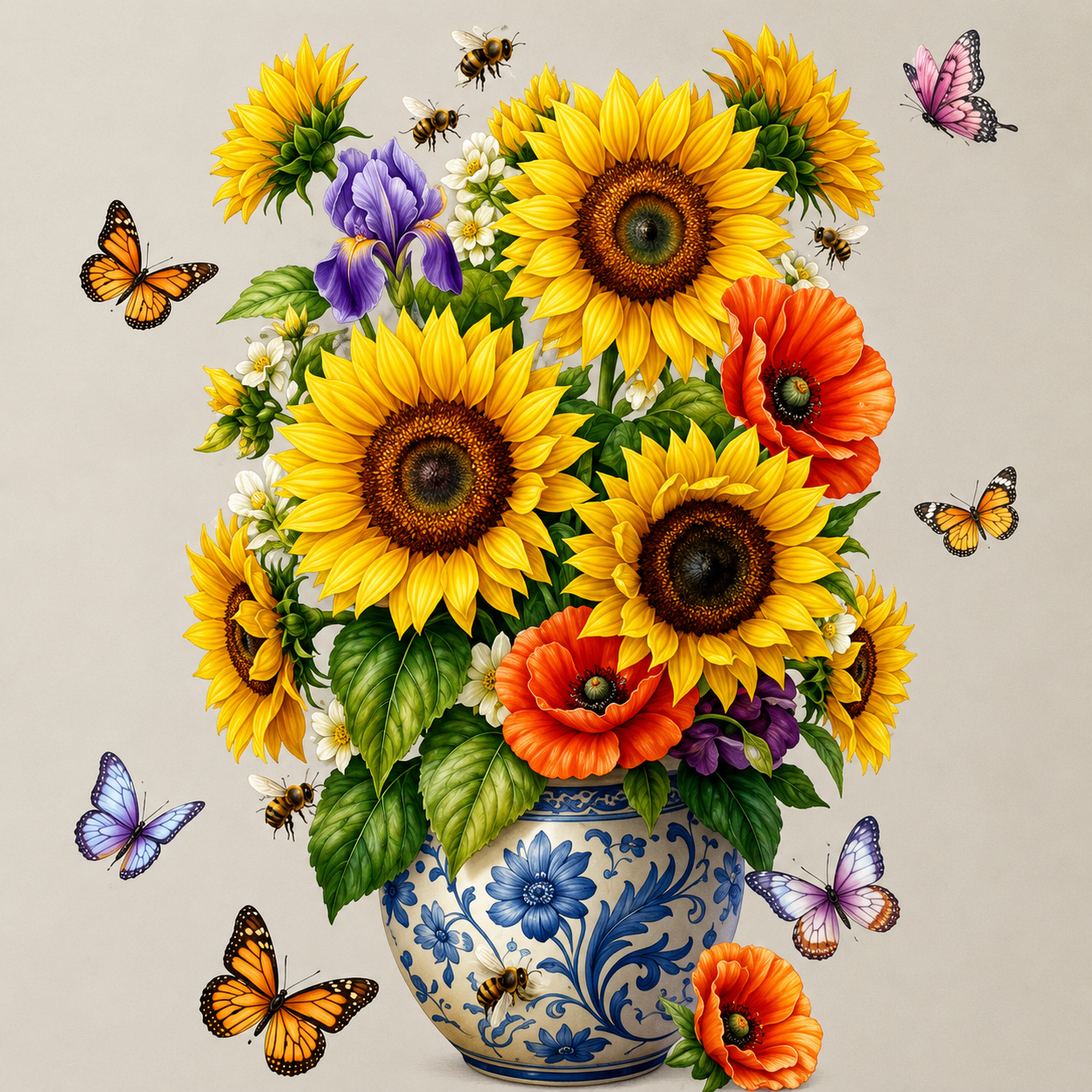 8D Full-Color Printed Floral Wall Stickers (35cm x 50cm) – Vivid Peel-and-Stick Decals featuring Sunflowers and Poppies for Instant Home and Bedroom Wall Decor - Image 3