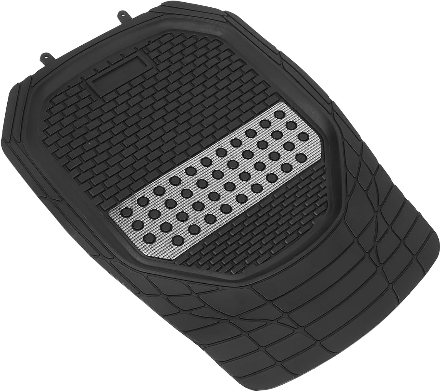 4-Piece Heavy-Duty Universal Rubber Car Floor Mat Set - All-Weather Waterproof Protection Anti-Slip Trimmable Design with Silver Heel Pad for Cars SUVs and Trucks - Image 7