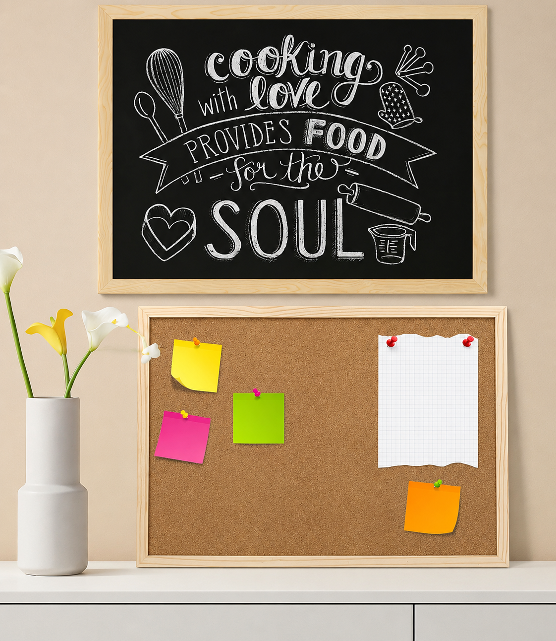 40 x 60cm Double-Sided Chalkboard and Cork Board Combo Blackboard Notice Board, Restaurant Menu, and Message Center