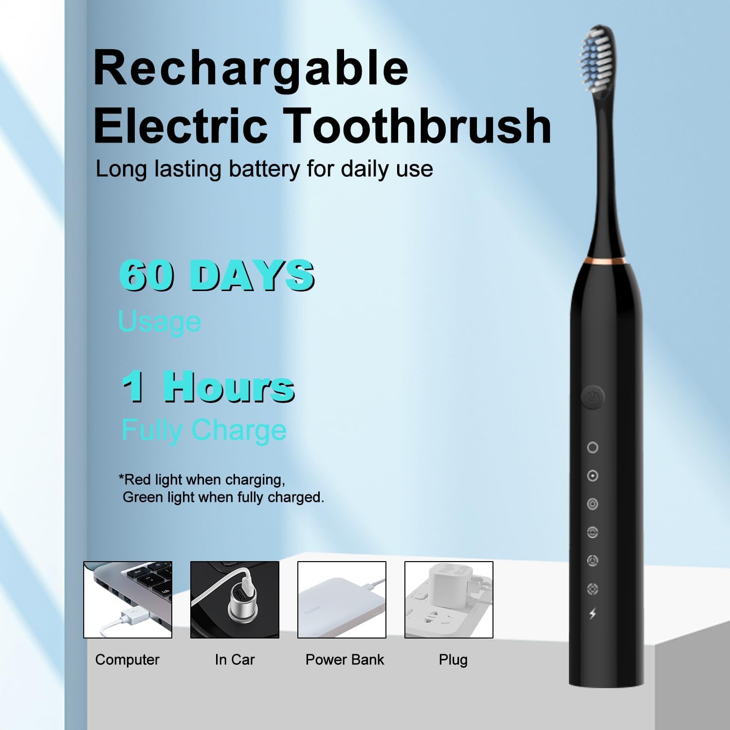Electric Toothbrush for Adults with 6 Cleaning Modes, 2-Minute Smart Timer & 30-Second Interval Reminder, IPX7 Waterproof Rechargeable Toothbrush - Image 4