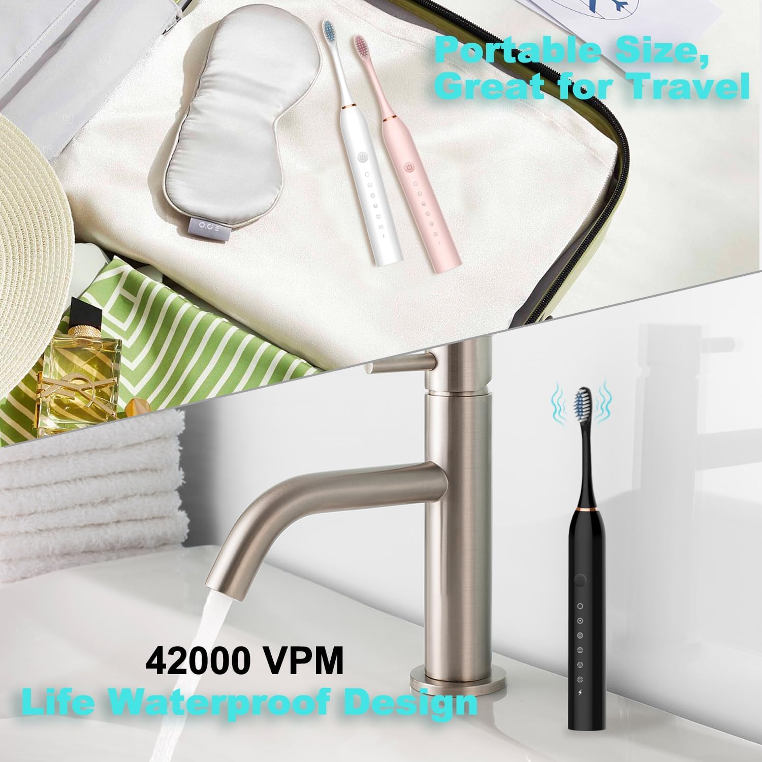 Electric Toothbrush for Adults with 6 Cleaning Modes, 2-Minute Smart Timer & 30-Second Interval Reminder, IPX7 Waterproof Rechargeable Toothbrush - Image 2