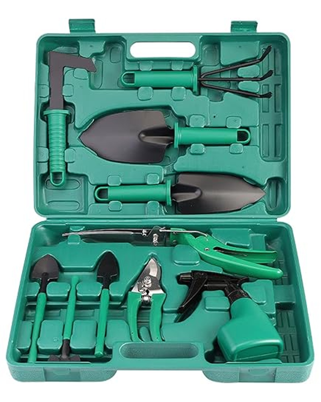 Premium 10-Piece Stainless Steel Garden Tool Set with Ergonomic Non-Slip Handles Complete Gardening Kit and Durable Organizer Carrying Case