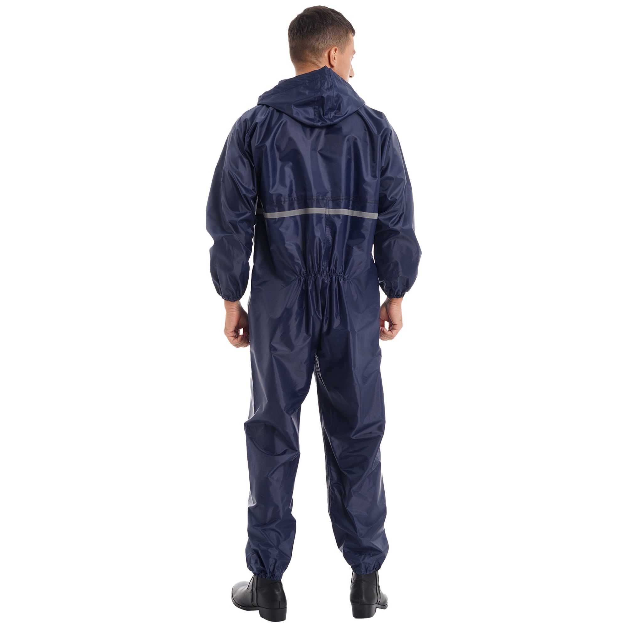 Urban Explorer Heavy-Duty Full-Body Waterproof Rain Suit – Ultimate 100% Weatherproof Hooded One-Piece Rainwear Jumpsuit with High-Visibility Reflective Safety Strips Windproof Elastic Cuffs and Reinforced Storm Flap for Men and Women Premium All-Weather Outdoor Adventure and Commuter Gear - Image 4