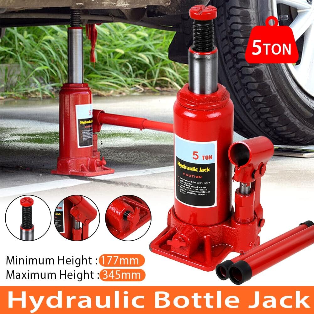 10 Ton Heavy Duty Hydraulic Bottle Jack Lift with Two-Piece Pressing Rod Handle 195mm to 370mm Height Range Portable Automotive Maintenance and Emergency Tire Change Tool for Cars Trucks and SUVs - Image 6