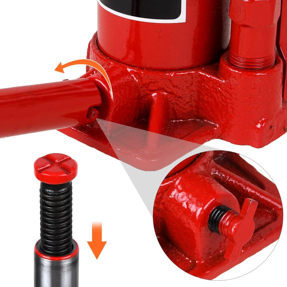 10 Ton Heavy Duty Hydraulic Bottle Jack Lift with Two-Piece Pressing Rod Handle 195mm to 370mm Height Range Portable Automotive Maintenance and Emergency Tire Change Tool for Cars Trucks and SUVs - Image 5