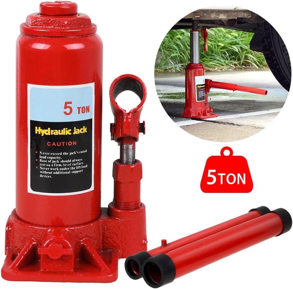 10 Ton Heavy Duty Hydraulic Bottle Jack Lift with Two-Piece Pressing Rod Handle 195mm to 370mm Height Range Portable Automotive Maintenance and Emergency Tire Change Tool for Cars Trucks and SUVs - Image 4