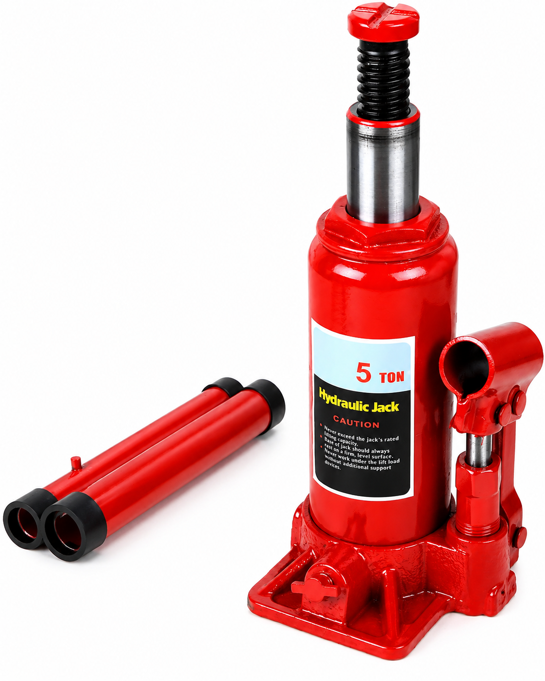 10 Ton Heavy Duty Hydraulic Bottle Jack Lift with Two-Piece Pressing Rod Handle 195mm to 370mm Height Range Portable Automotive Maintenance and Emergency Tire Change Tool for Cars Trucks and SUVs
