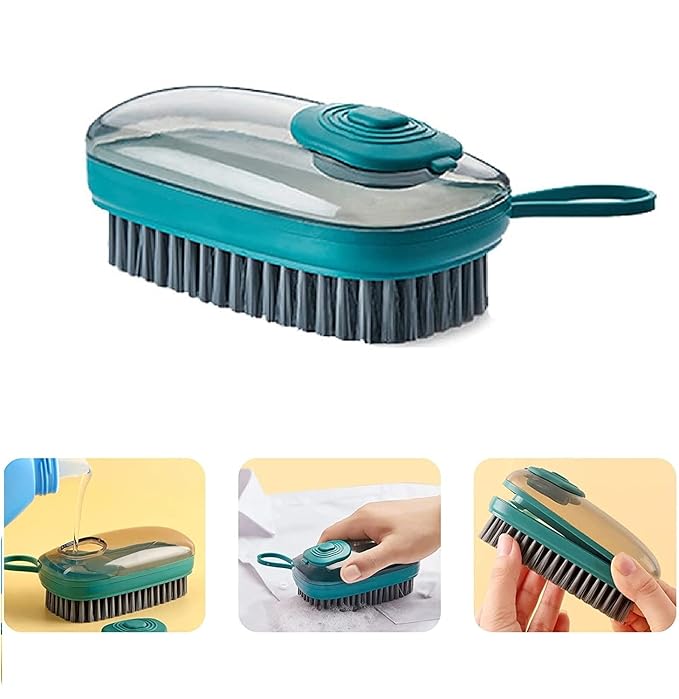 2-in-1 Multifunctional Hydraulic Cleaning Brush with Soap Dispenser – Soft Bristle Scrubbing Brush for Clothes Shoes Kitchen Countertops Bathroom Tubs and Walls - Image 6