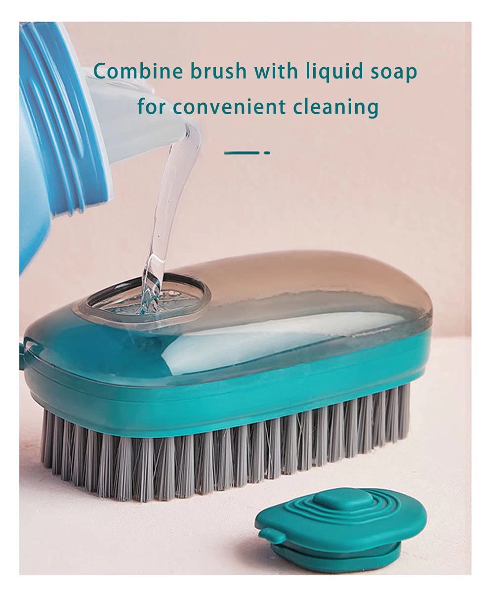 2-in-1 Multifunctional Hydraulic Cleaning Brush with Soap Dispenser – Soft Bristle Scrubbing Brush for Clothes Shoes Kitchen Countertops Bathroom Tubs and Walls - Image 5