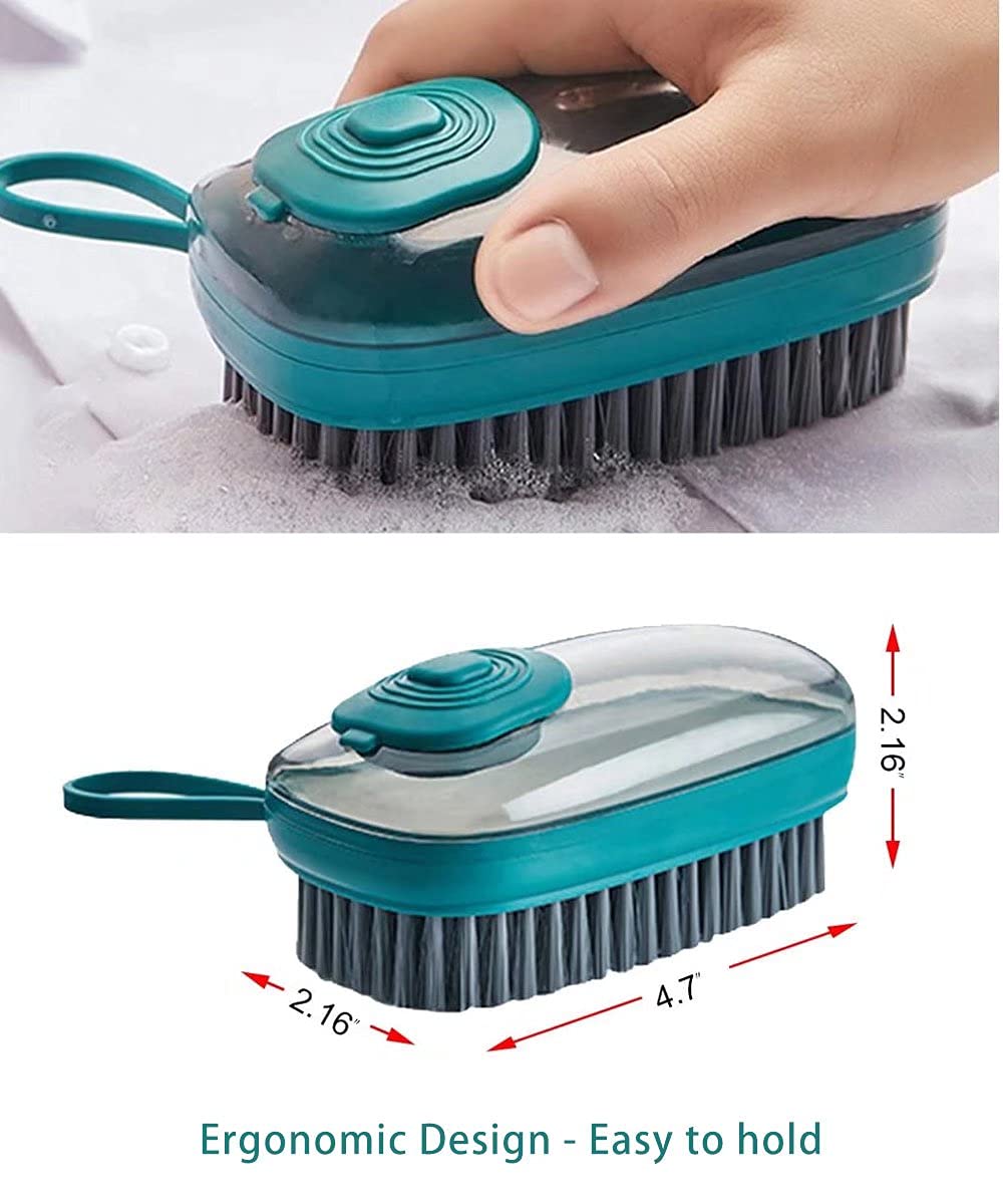 2-in-1 Multifunctional Hydraulic Cleaning Brush with Soap Dispenser – Soft Bristle Scrubbing Brush for Clothes Shoes Kitchen Countertops Bathroom Tubs and Walls - Image 4