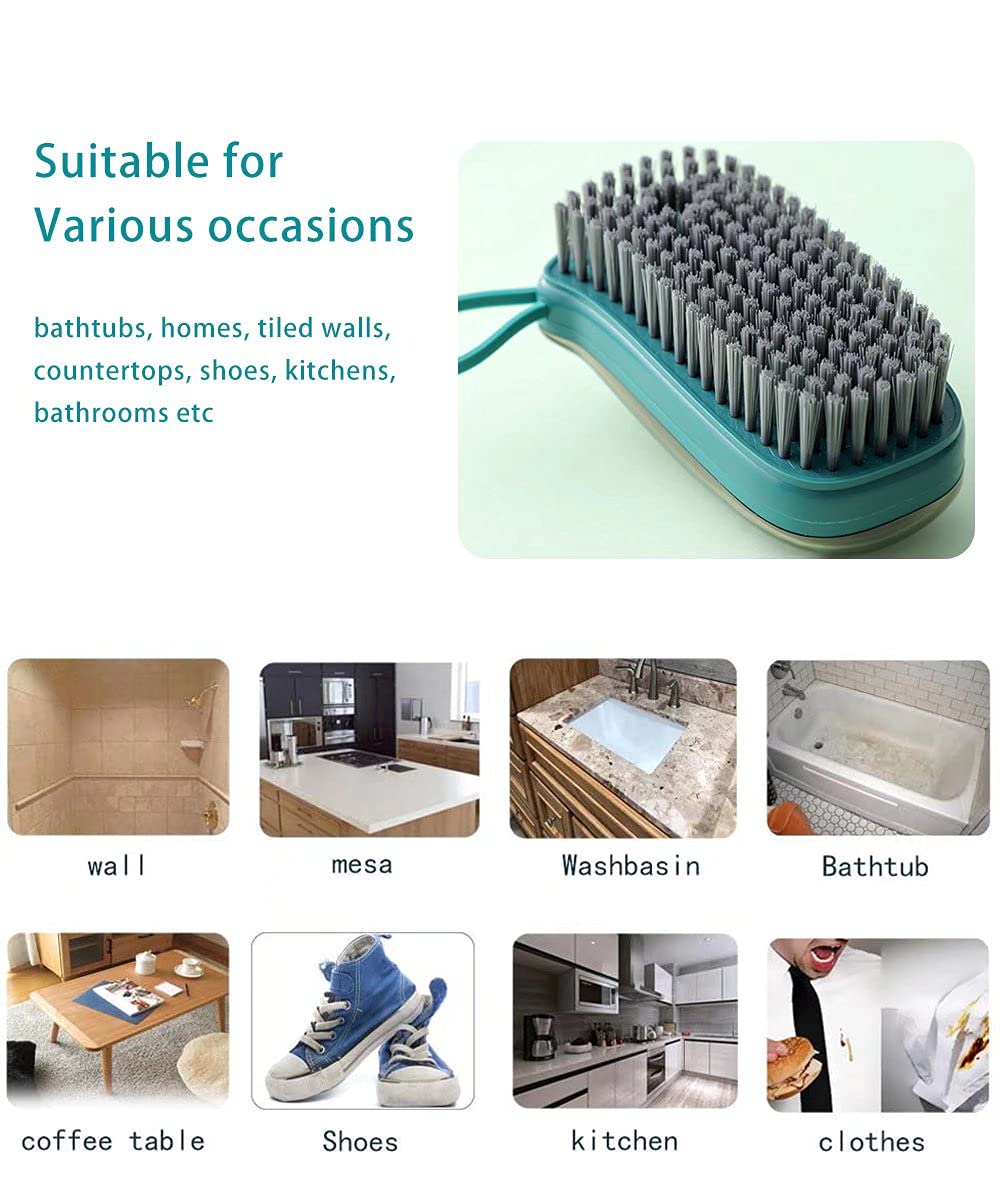 2-in-1 Multifunctional Hydraulic Cleaning Brush with Soap Dispenser – Soft Bristle Scrubbing Brush for Clothes Shoes Kitchen Countertops Bathroom Tubs and Walls - Image 3