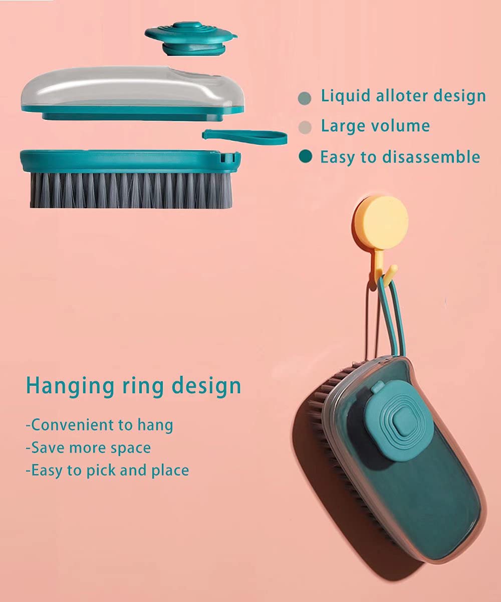 2-in-1 Multifunctional Hydraulic Cleaning Brush with Soap Dispenser – Soft Bristle Scrubbing Brush for Clothes Shoes Kitchen Countertops Bathroom Tubs and Walls - Image 2
