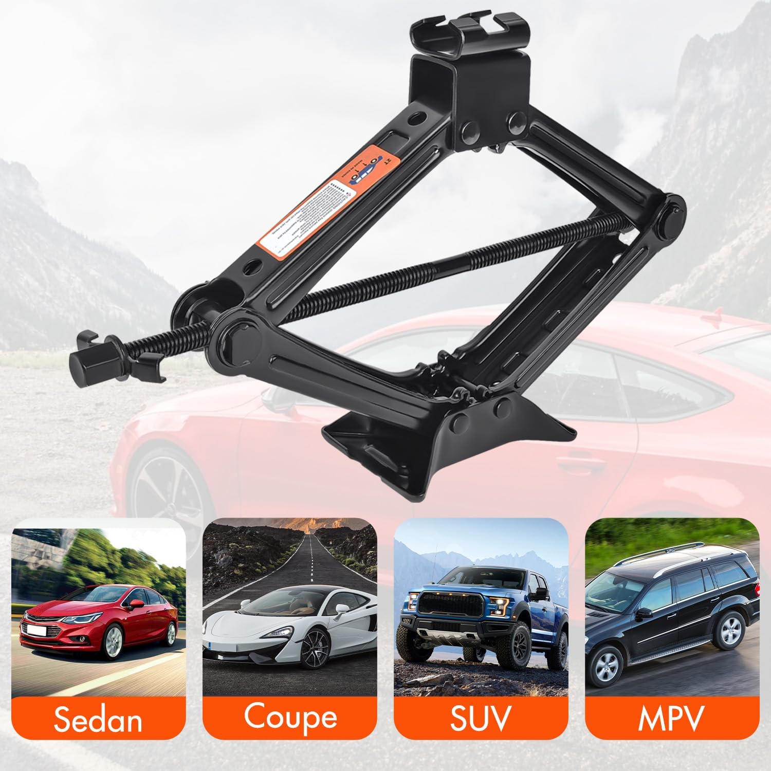 Premium 2000kg Emergency Car Jack – Portable 2-Ton Scissor Lift with High-Torque Crank Swivel Saddle and Anti-Slip Safety Chassis - Image 3