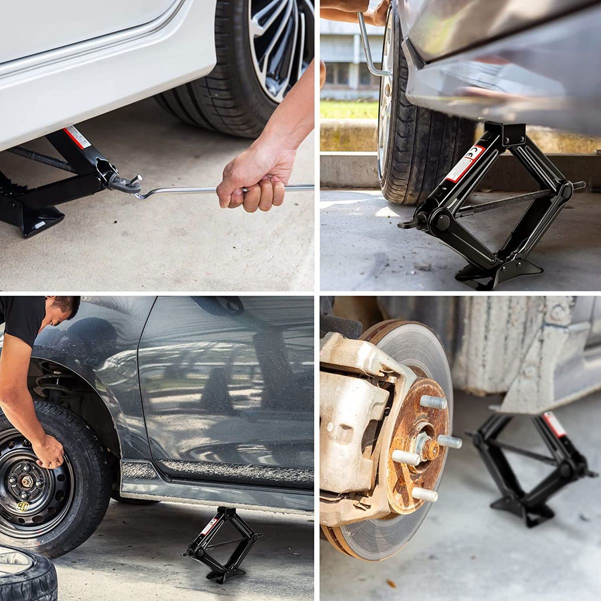 Premium 2000kg Emergency Car Jack – Portable 2-Ton Scissor Lift with High-Torque Crank Swivel Saddle and Anti-Slip Safety Chassis - Image 2
