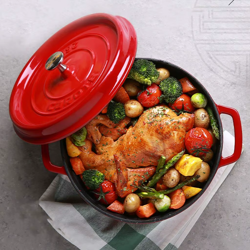 Premium Enameled Cast Iron Dutch Oven Casserole Dish with Lid – 4-Quart Heavy Duty Non-Stick Porcelain Coated Bread Baking Pot with Bonus Silicone Pinch Mitts for Slow Cooking Stews and Soups - Image 7