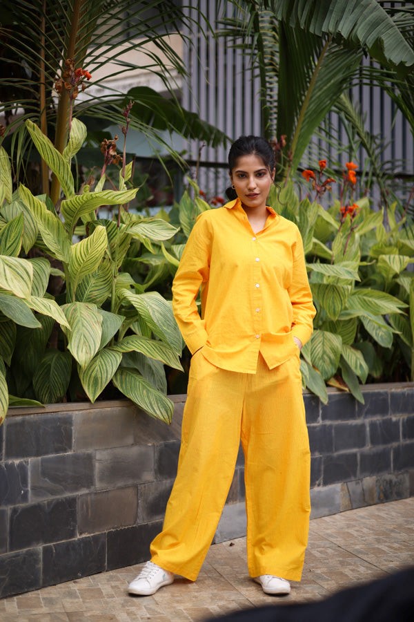 Premium Women’s Stylish Two-Piece Matching Pants Set – Fashionable Long-Sleeve Button-Down Collared Blouse Shirt and High-Waisted Loose Wide-Leg Long Trousers Lounge Outfit Co-Ord Set for Casual, Office, and Streetwear - Image 4