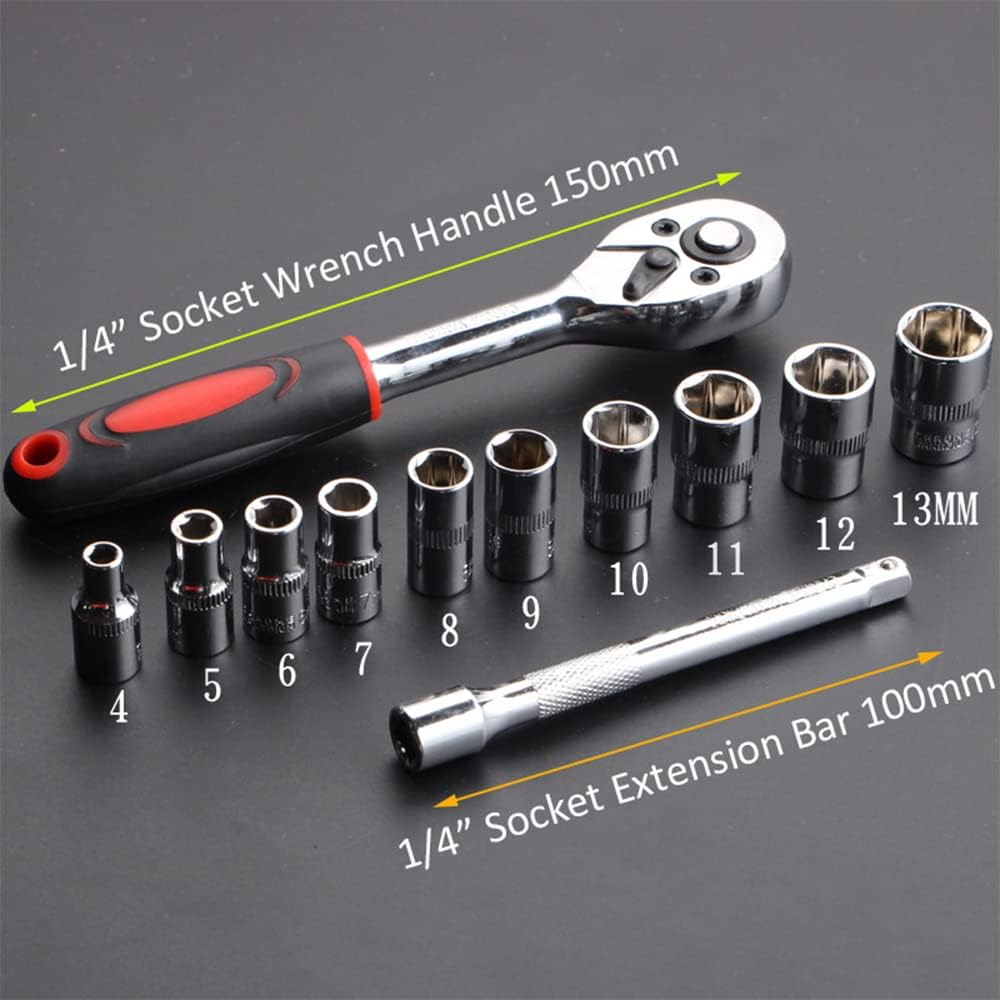 12-Piece 1/2-Inch Drive Metric Ratchet Socket Wrench Set with Quick-Release Handle Extension Bar and 10 Heavy-Duty Sockets (8mm–24mm) - Image 3