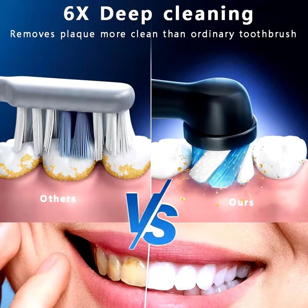 Rechargeable Electric Toothbrush with Replacement Brush Heads 3D Deep Cleaning Power Toothbrush Smart Timer & Pressure Sensor - Image 6