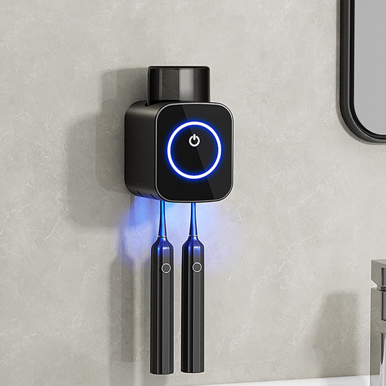 Smart Wall-Mounted UV Toothbrush Sterilizer Holder – Rechargeable Type-C Automatic Cleaner with Drying Punch-Free Adhesive Bathroom Organizer for Electric & Manual Brushes