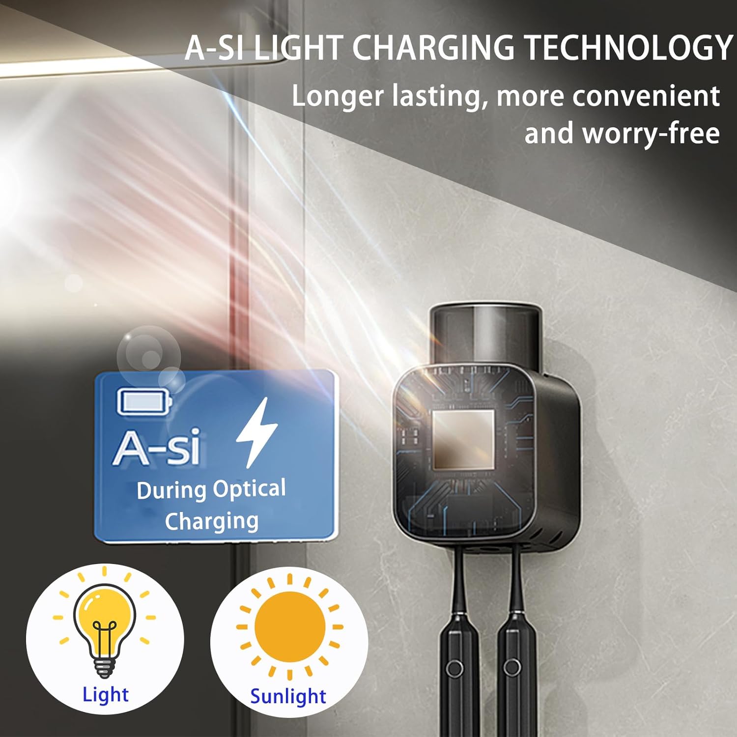 Smart Wall-Mounted UV Toothbrush Sterilizer Holder – Rechargeable Type-C Automatic Cleaner with Drying Punch-Free Adhesive Bathroom Organizer for Electric & Manual Brushes - Image 6
