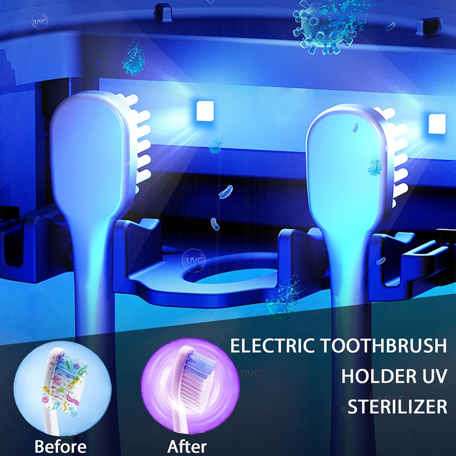 Smart Wall-Mounted UV Toothbrush Sterilizer Holder – Rechargeable Type-C Automatic Cleaner with Drying Punch-Free Adhesive Bathroom Organizer for Electric & Manual Brushes - Image 3