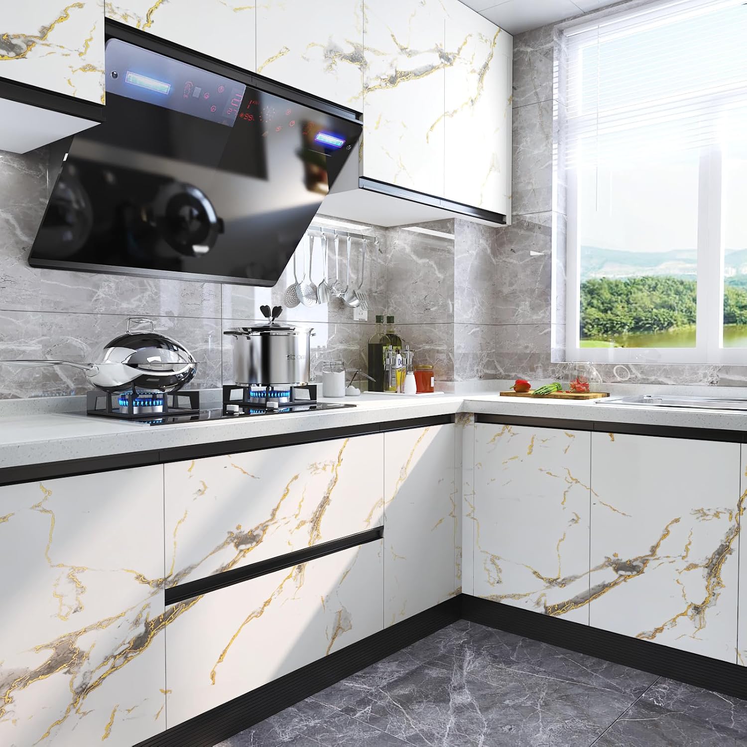 Premium Self-Adhesive Waterproof Marble Wallpaper with Gold Veining – Peel and Stick Contact Paper for Countertops Vanities Tables and Wall Renovations - Image 8