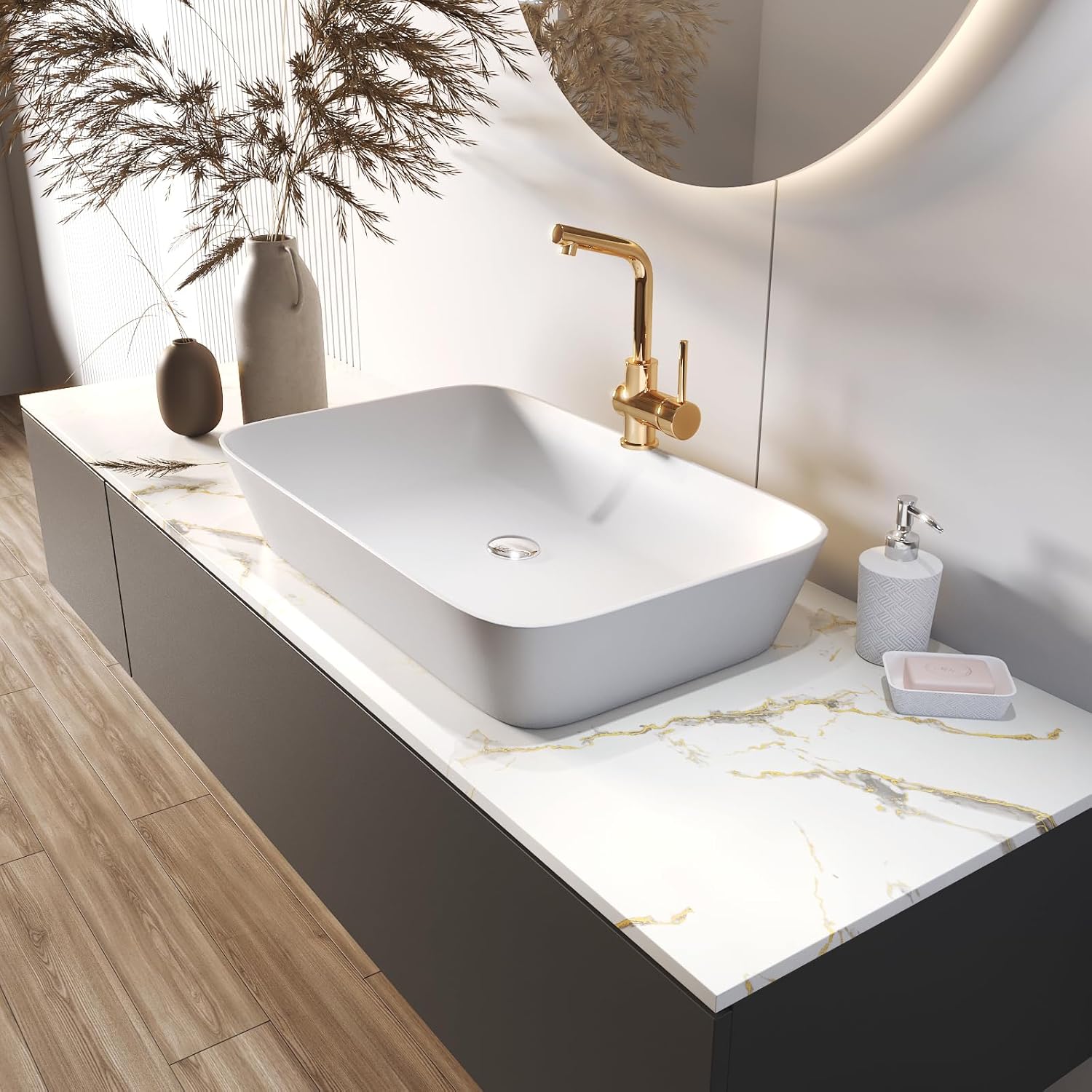 Premium Self-Adhesive Waterproof Marble Wallpaper with Gold Veining – Peel and Stick Contact Paper for Countertops Vanities Tables and Wall Renovations - Image 5