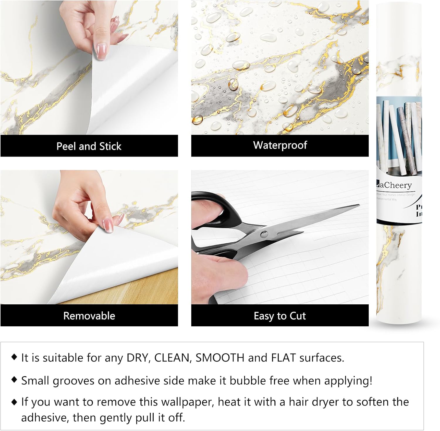 Premium Self-Adhesive Waterproof Marble Wallpaper with Gold Veining – Peel and Stick Contact Paper for Countertops Vanities Tables and Wall Renovations - Image 4