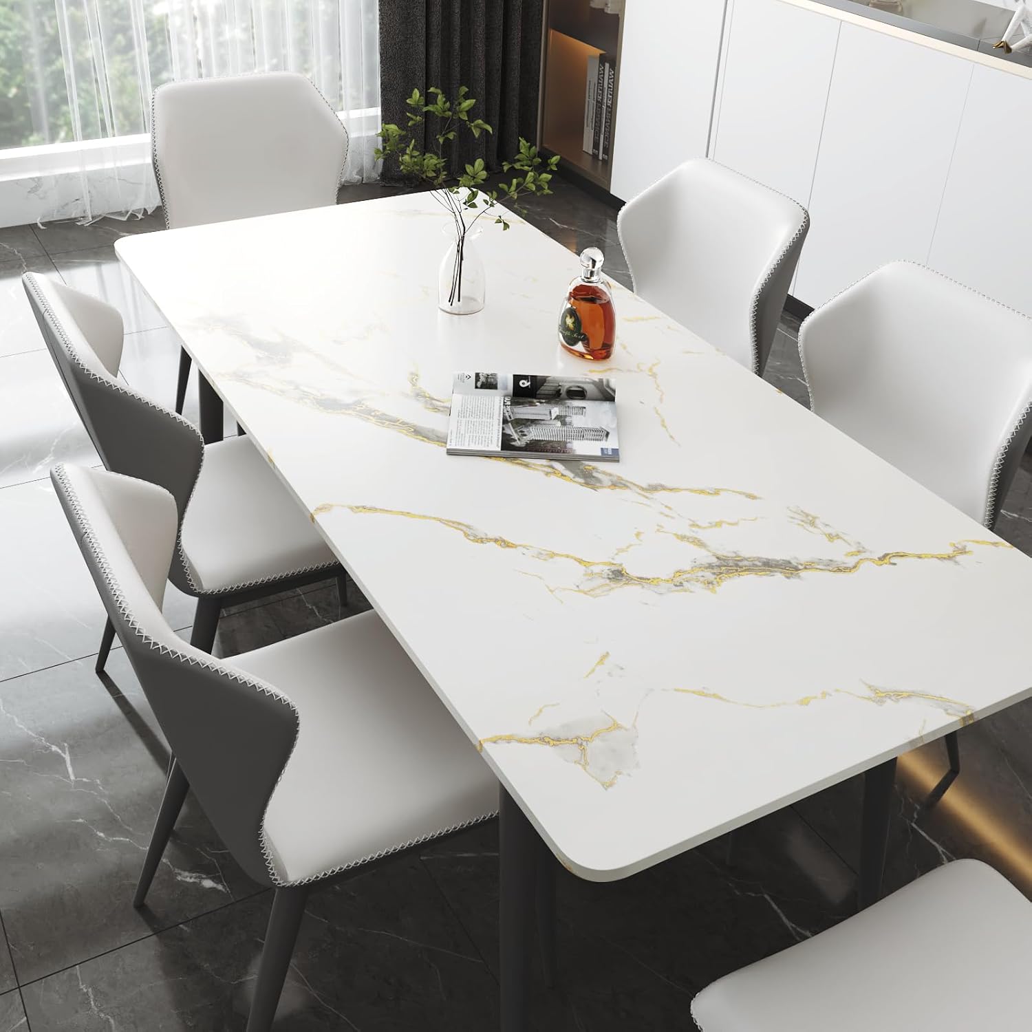 Premium Self-Adhesive Waterproof Marble Wallpaper with Gold Veining – Peel and Stick Contact Paper for Countertops Vanities Tables and Wall Renovations - Image 3