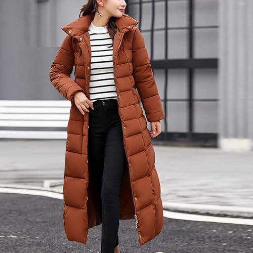 Women’s Extra-Long Winter Maxi Puffer Coat Full-Length Quilted Heavyweight Parka Windproof Insulated Outdoor Trench Jacket with Tall Collar - Image 6
