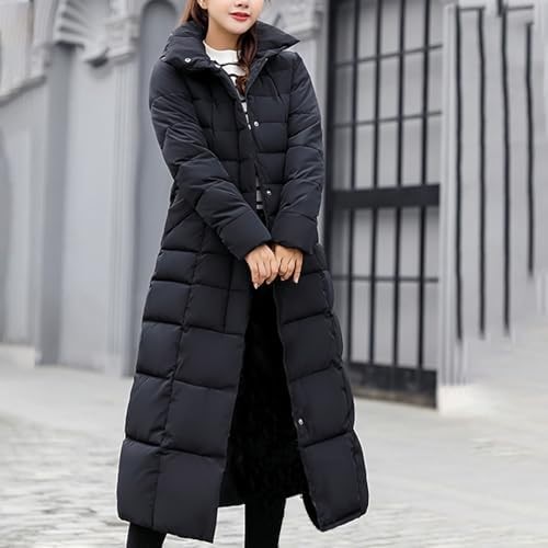 Women’s Extra-Long Winter Maxi Puffer Coat Full-Length Quilted Heavyweight Parka Windproof Insulated Outdoor Trench Jacket with Tall Collar - Image 3