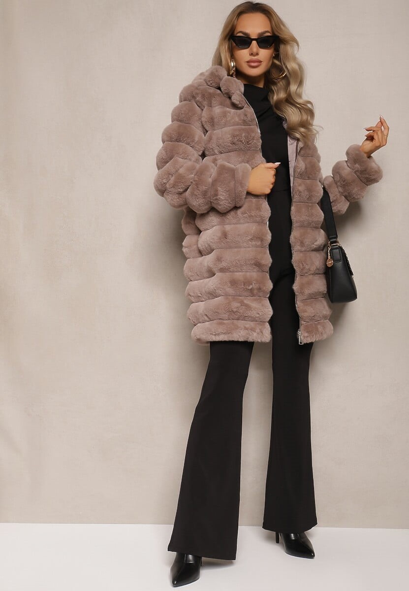 Luxury Faux Fur Jacket Women’s Winter Coat with Hood – Fluffy Warm Hooded Outerwear - Elegant Vegan Fur Shaggy Overcoat - Stylish Boutique Fashion – High-Quality Plush Jacket - Image 7